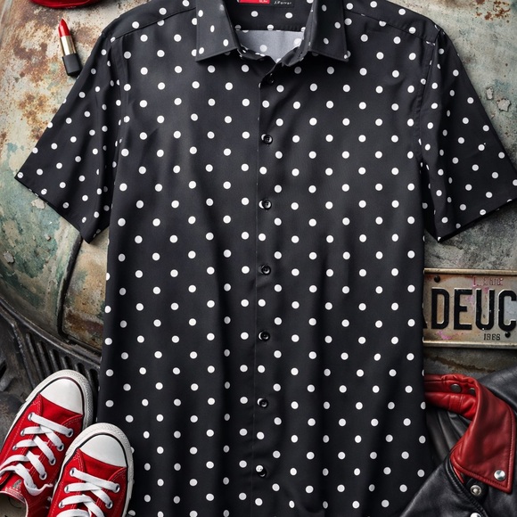 j. ferrar Other - Polka Dot Shirt XXL | Rockabilly Retro Vibe - Stretch - Size 2XL - J. Ferrar